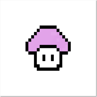 Cute Pixel Pink Mushroom Posters and Art